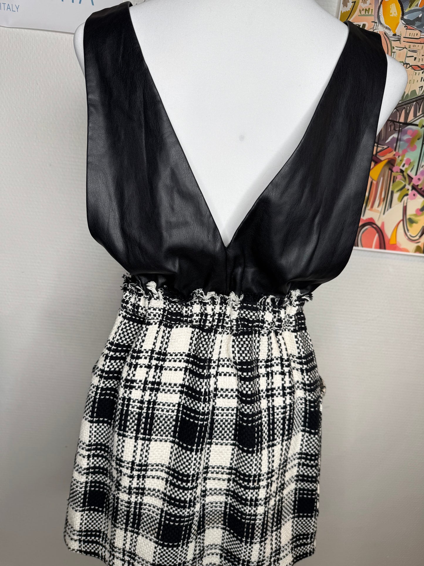 Robe Zara taille 38 tweed similicuir