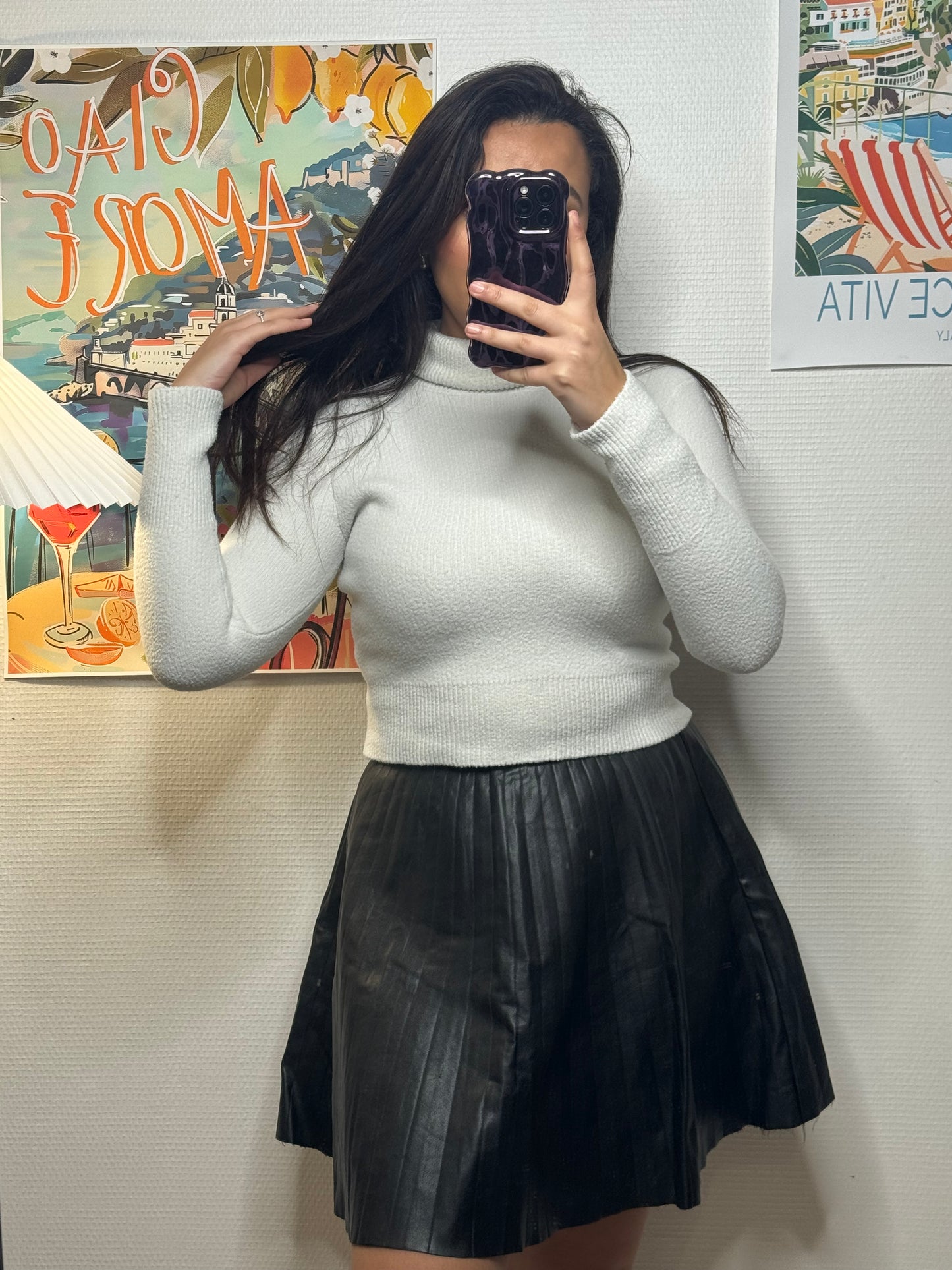 Pull blanc Zara Col roulé taille 38