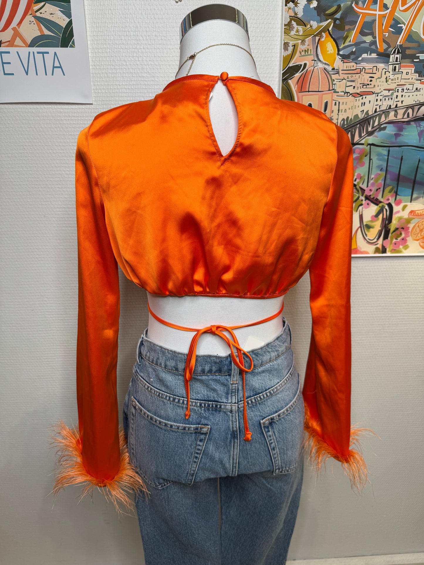 Top Bershka orange taille 34