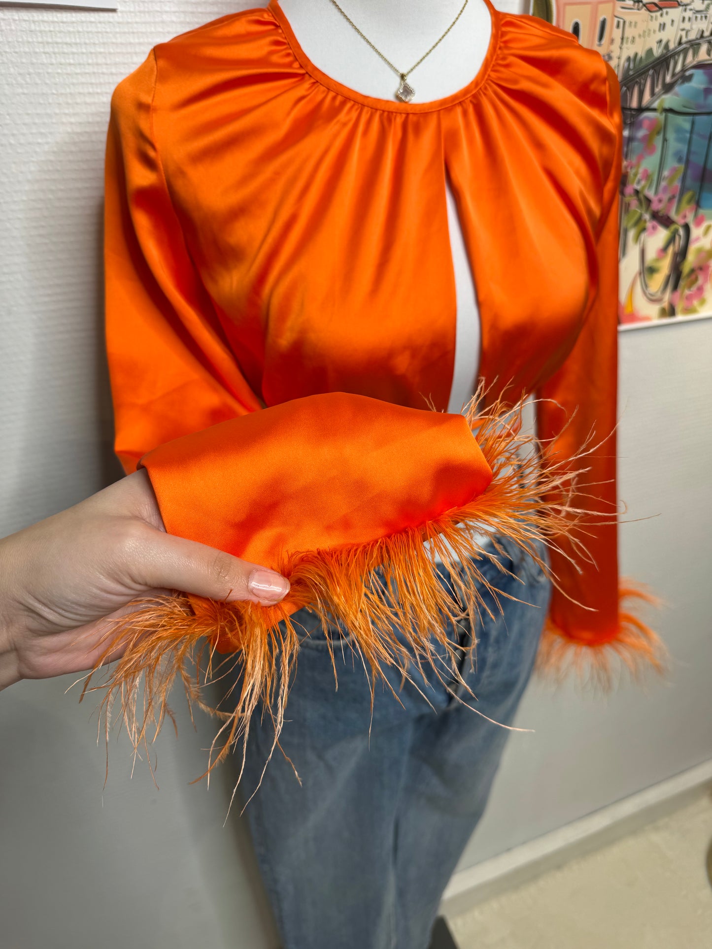 Top Bershka orange taille 34